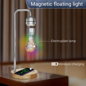 Bombilla LED de levitación magnética, lámpara de escritorio flotante, cargador inalámbrico Magic Black Tech para teléfono