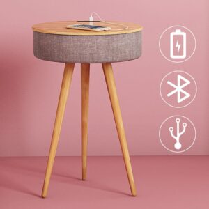 Mesita redonda inteligente con altavoz Bluetooth con sonido envolvente y carga inalámbrica