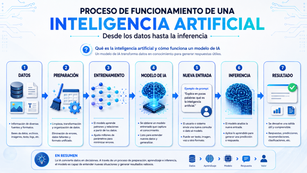 Process of operation of artificial intelligence from data to inference