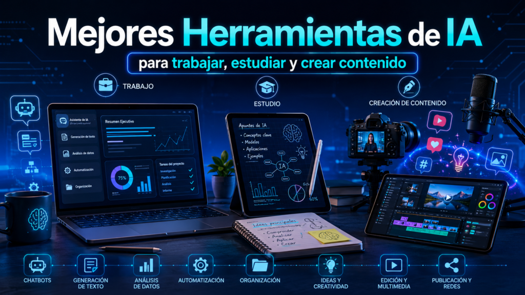 Mejores herramientas de IA para trabajar, estudiar y crear contenido