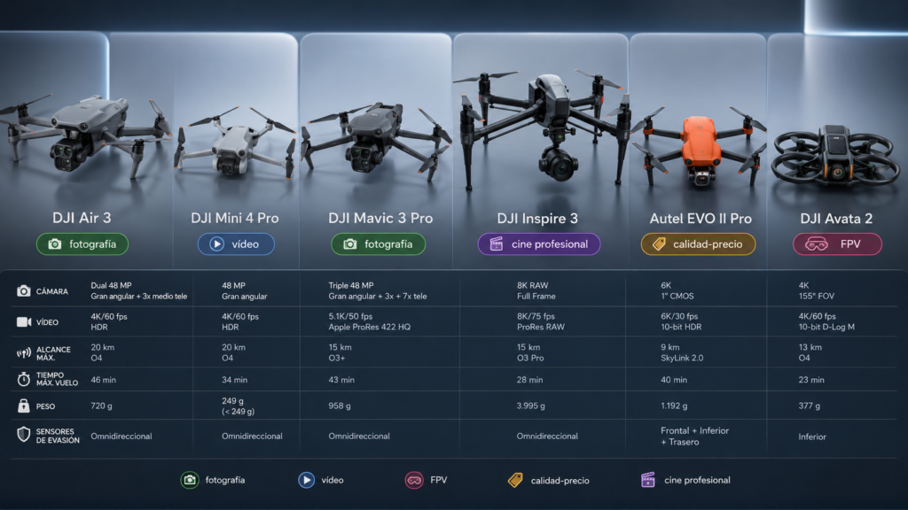 Comparativa de drones por uso