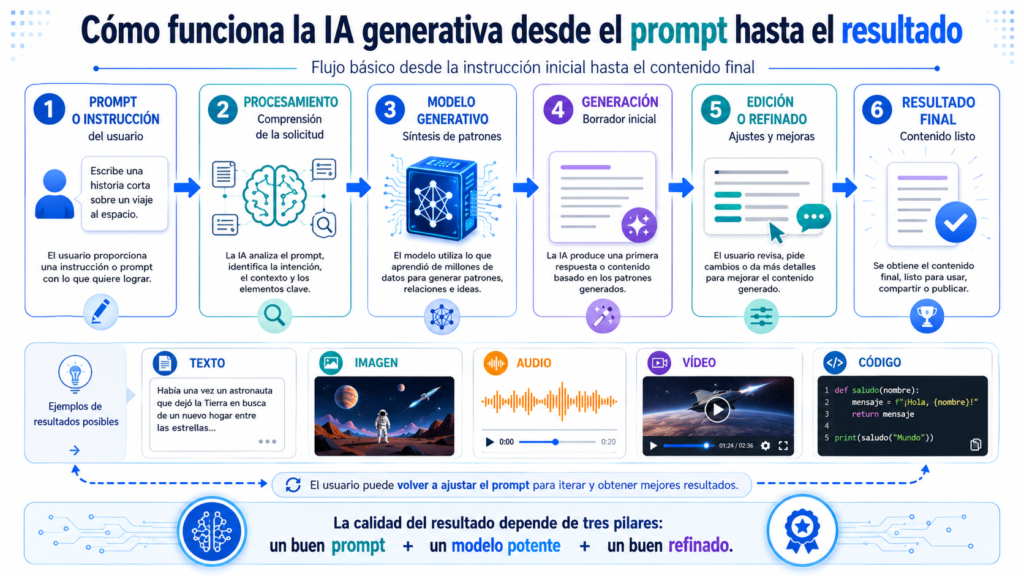 Come funziona l'intelligenza artificiale generativa dal prompt al risultato