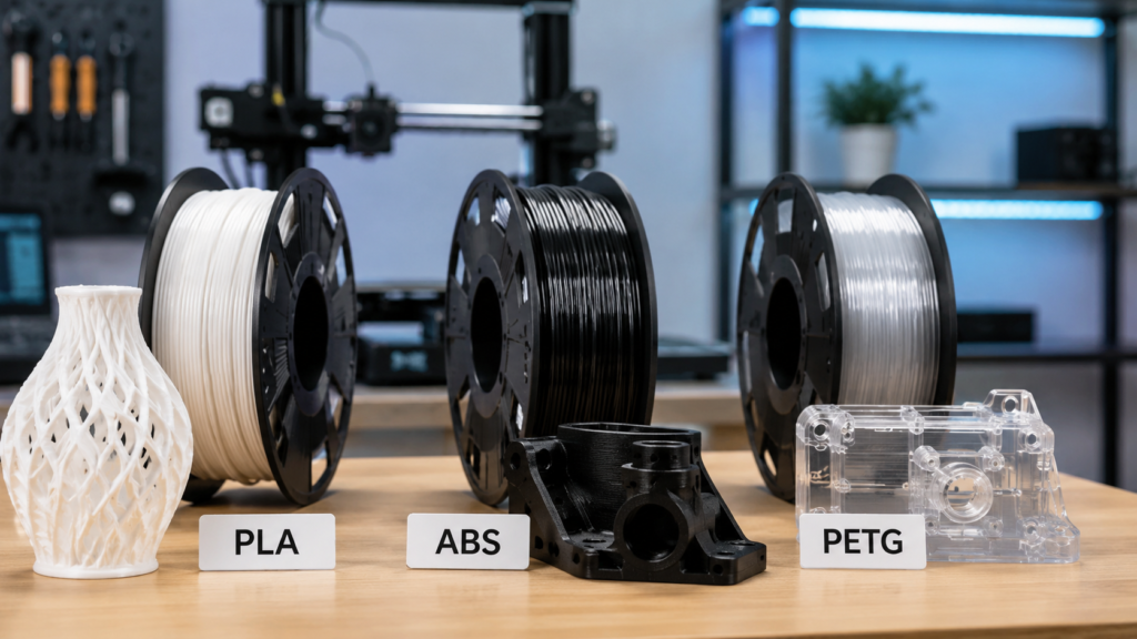 PLA vs ABS vs PETG: qué filamento elegir