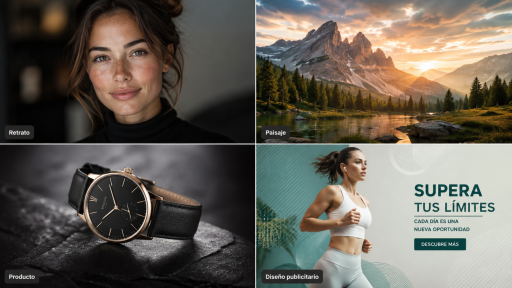 Imágenes generadas con IA: retrato, paisaje, producto y publicidad