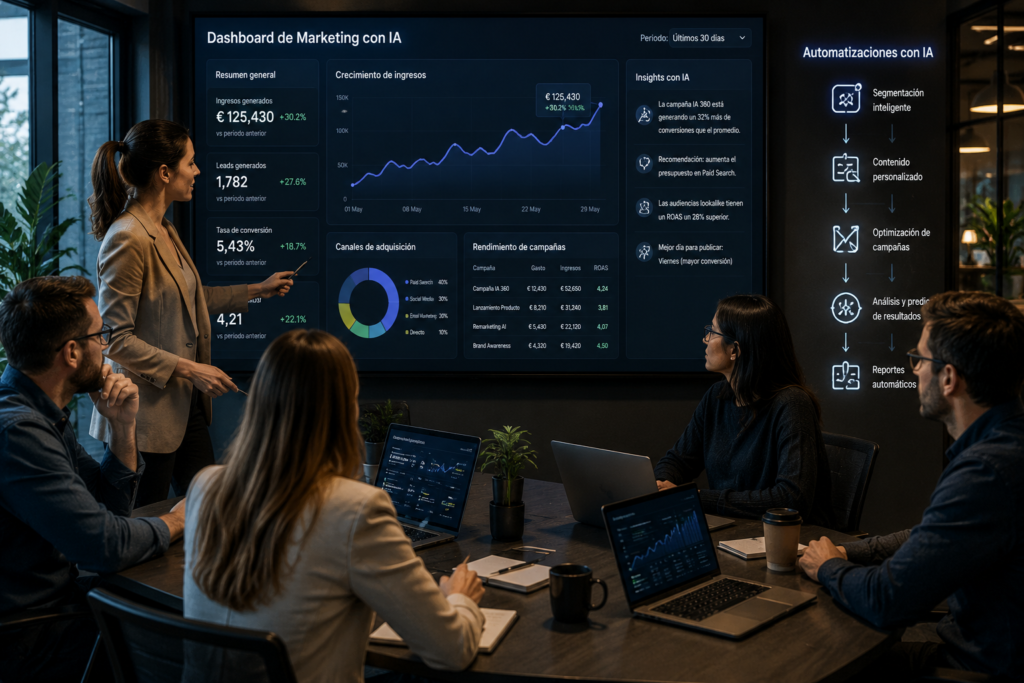 IA en marketing digital: dashboards, automatización y crecimiento
