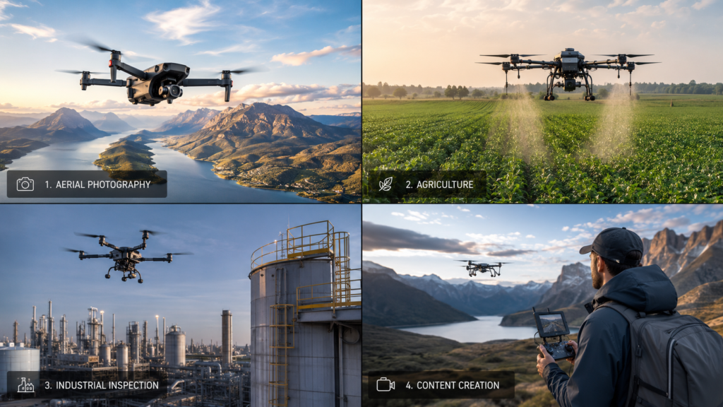 Usos de los drones: fotografía aérea, agricultura, inspección y contenido
