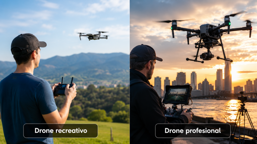 Comparativa entre drones recreativos y profesionales