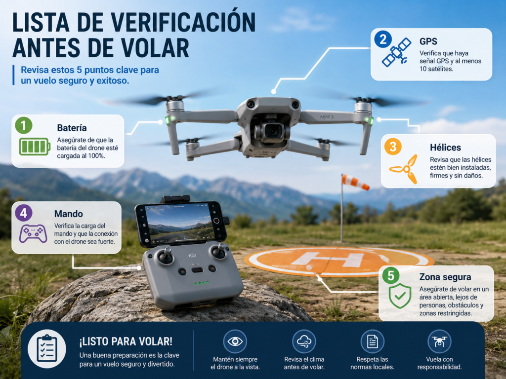 Checklist antes de volar un drone
