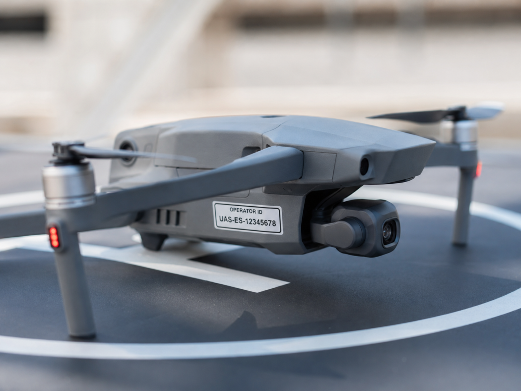Drone identificado con número de operador
