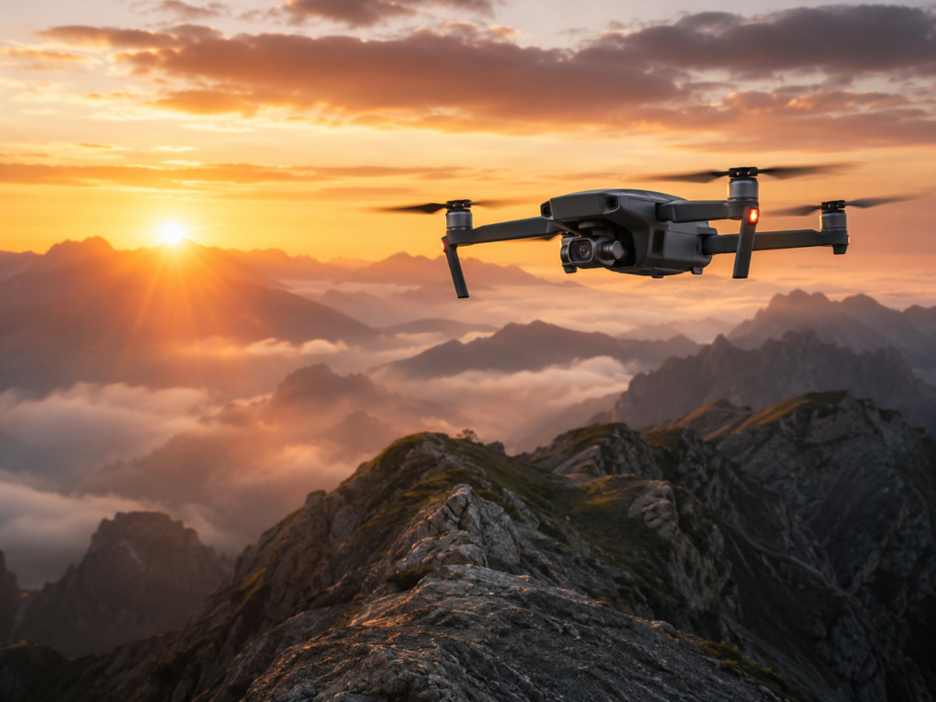 Fotografía aérea con drone al amanecer