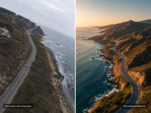Comparativa de fotografía aérea amateur y profesional