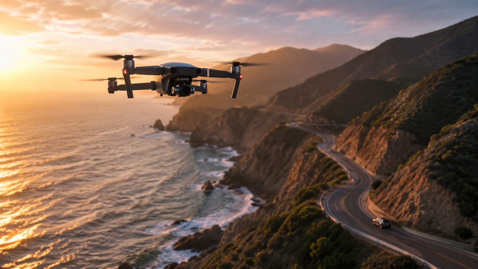 Drone video of a coastal road