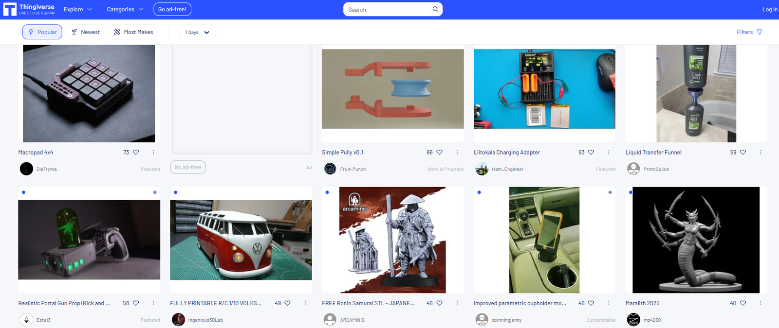 Thingiverse mayor biblioteca de modelos STL gratis