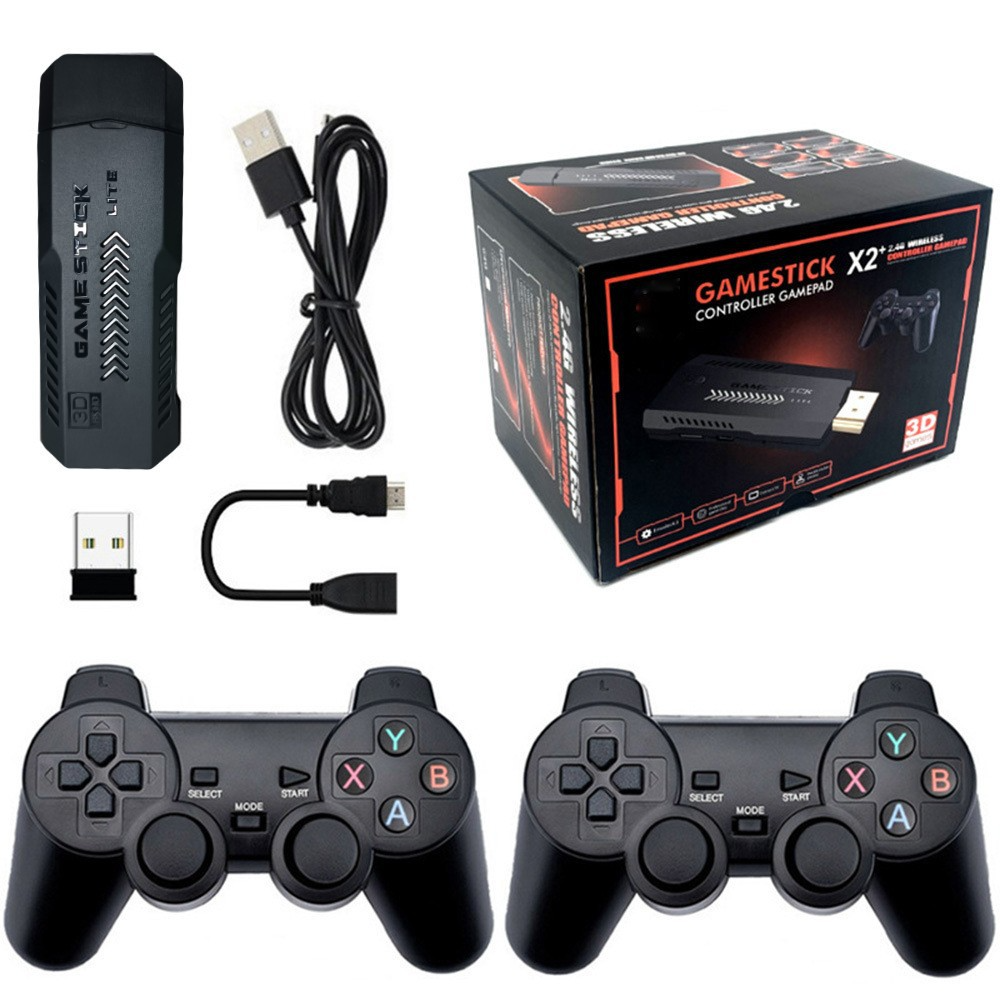 Kit completo de consola retro Plug & Play con dos mandos inalámbricos y accesorios incluidos