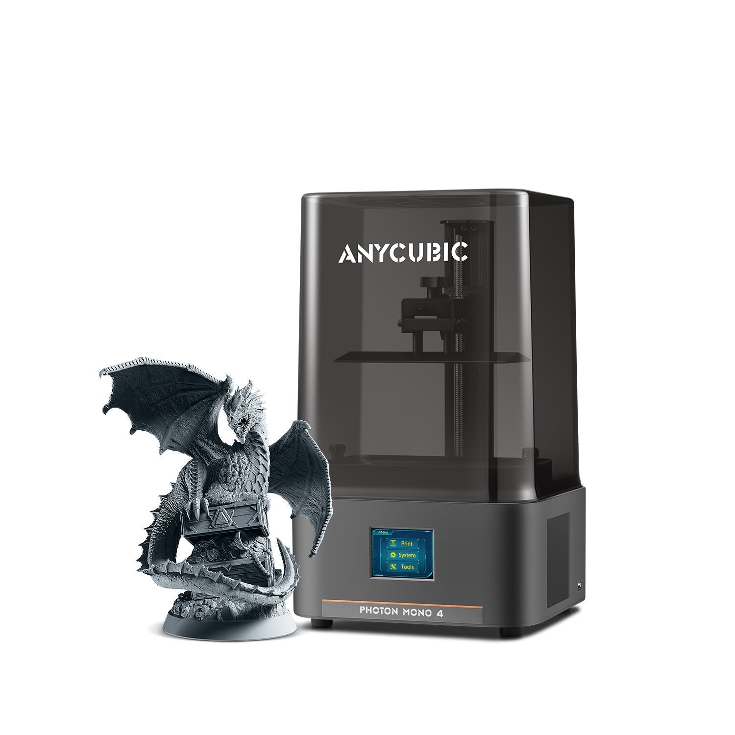 Anycubic Photon Mono 4 con una miniatura de dragón impresa – foto oficial del fabricante