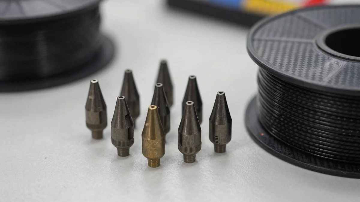 Boquillas de acero endurecido y filamento de fibra de carbono, accesorios para impresora 3D